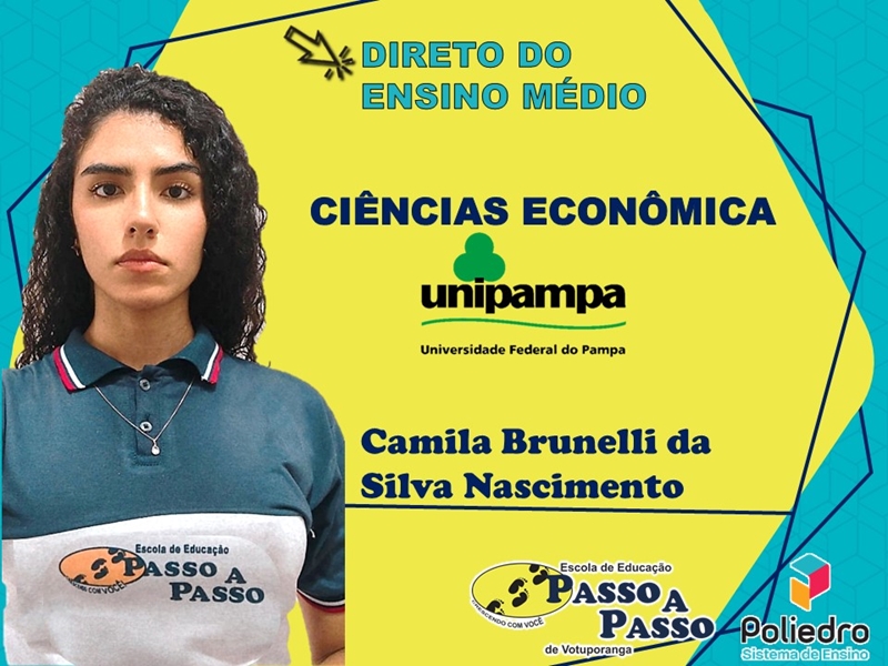 Parabéns Camila Brunelli da Silva Nascimento