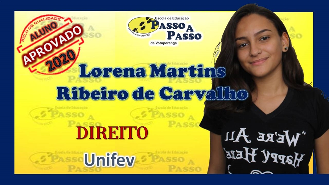 Parabéns Lorena Martins Ribeiro de Carvalho