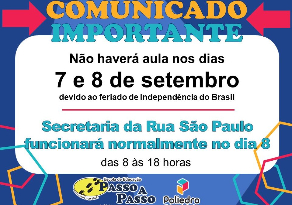 Feriado de 7 de setembro: secretaria abrirá na sexta