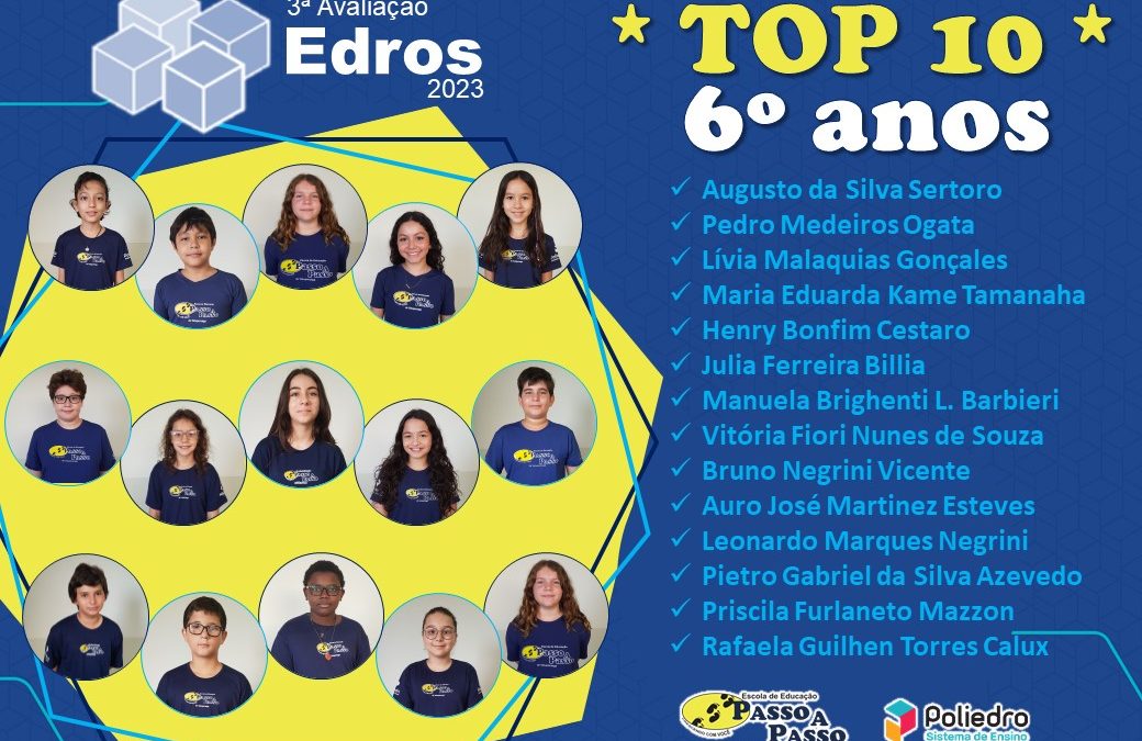 Top 10 – 3º Avaliação Edros 2023 – 6º anos