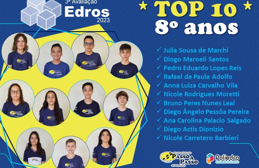 Top 10 – 3º Avaliação Edros 2023 – 8º anos
