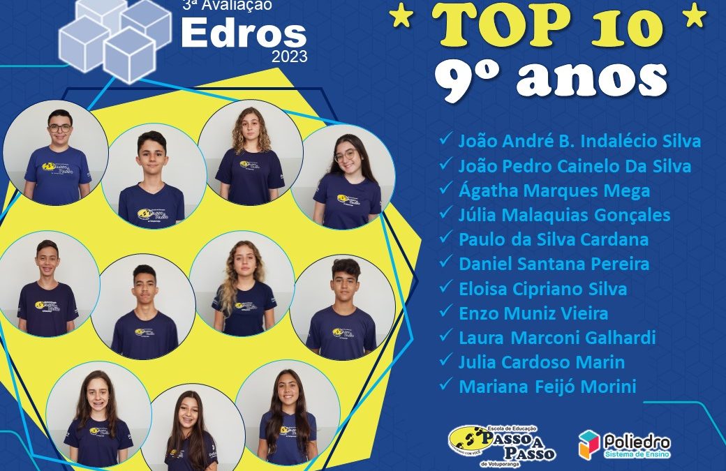 Top 10 – 3º Avaliação Edros 2023 – 9º anos