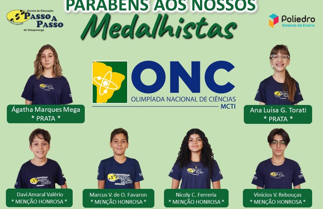 Parabéns aos nossos alunos medalhistas da ONC 2023